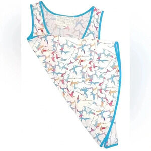 Pink Martini Bird Pattern  Sleeveless Tank Top Size XS